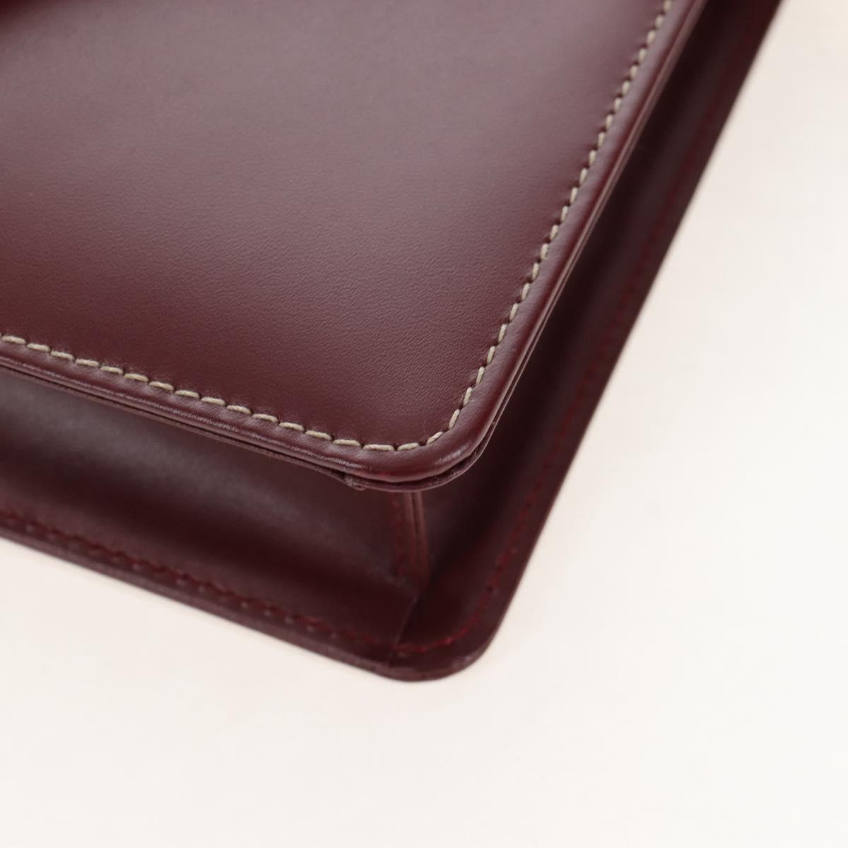 Cartier Must Line Shoulder Bag Leather Bordeaux Gold Auth am13009V