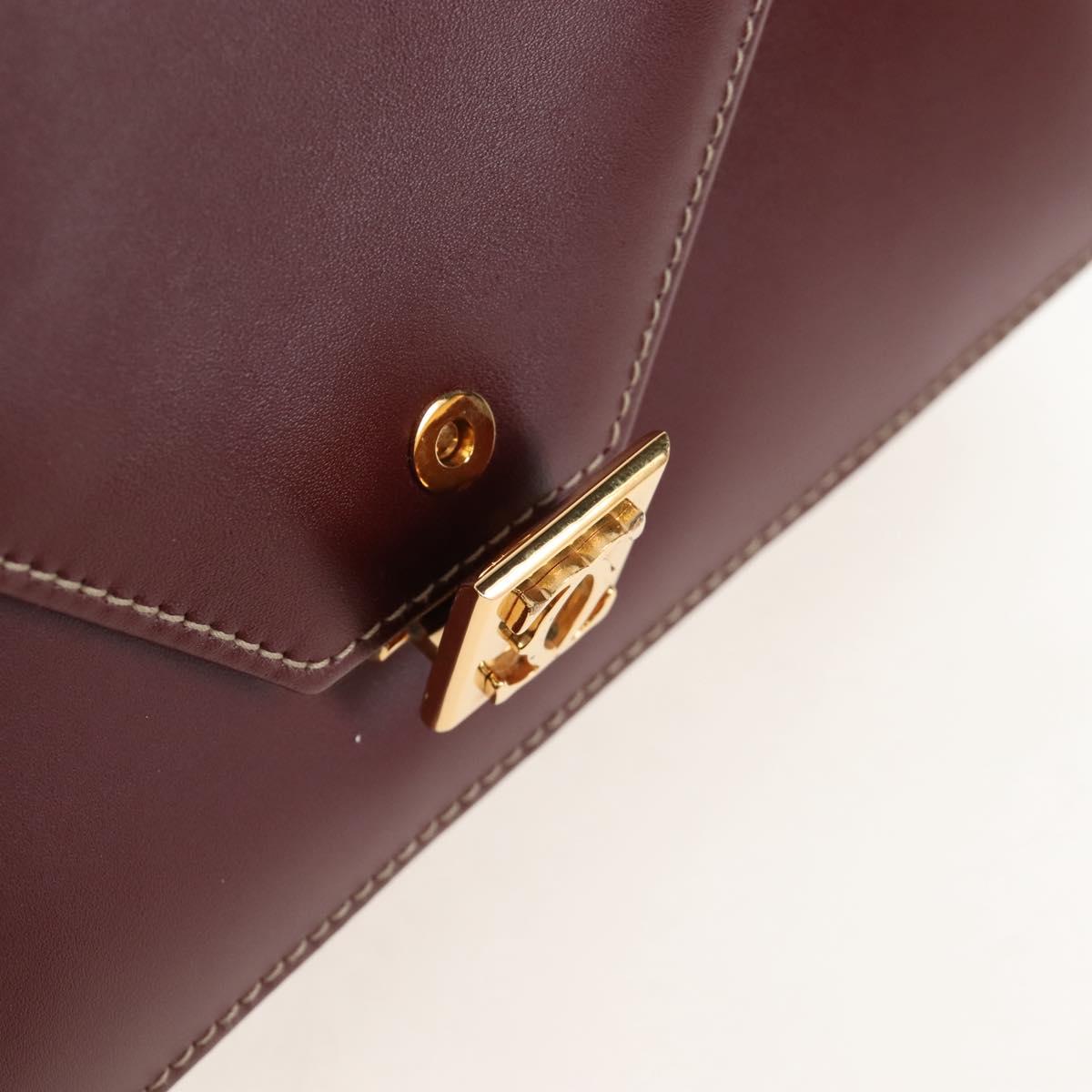 Cartier Must Line Shoulder Bag Leather Bordeaux Gold Auth am13009V