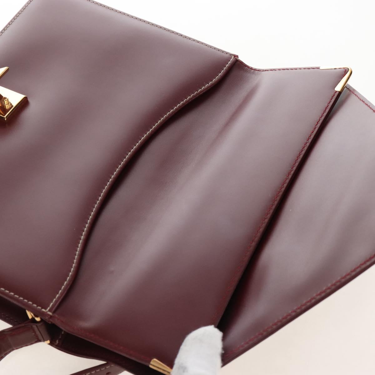 Cartier Must Line Shoulder Bag Leather Bordeaux Gold Auth am13009V