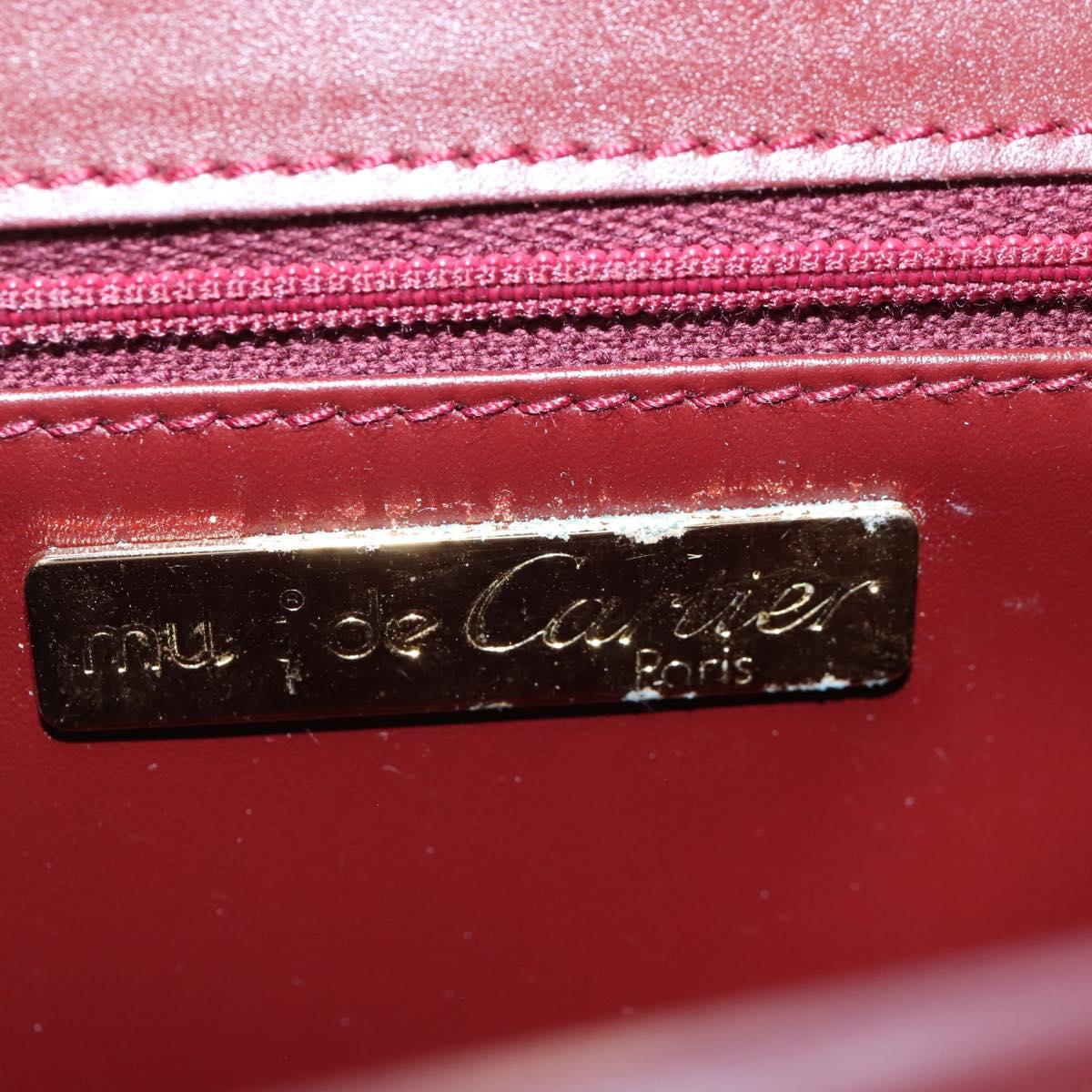 Cartier Must Line Shoulder Bag Leather Bordeaux Gold Auth am13009V