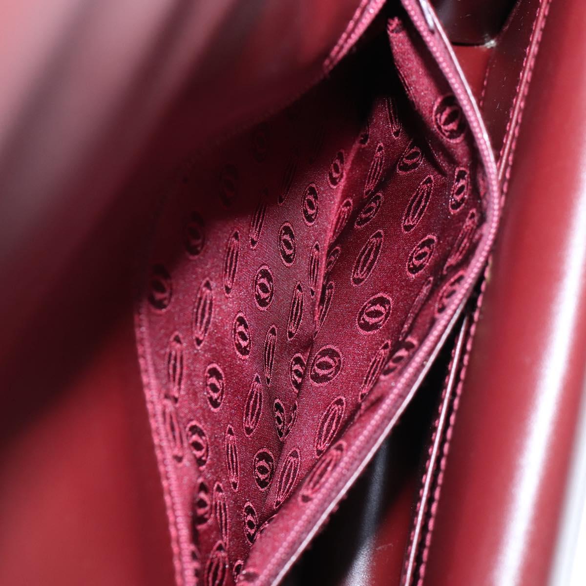 Cartier Must Line Shoulder Bag Leather Bordeaux Gold Auth am13009V