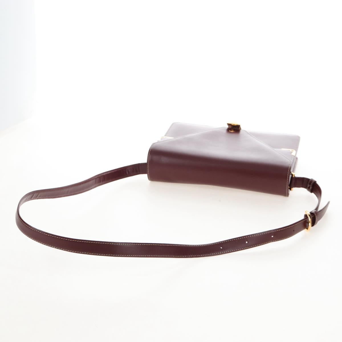 Cartier Must Line Shoulder Bag Leather Bordeaux Gold Auth am13009V