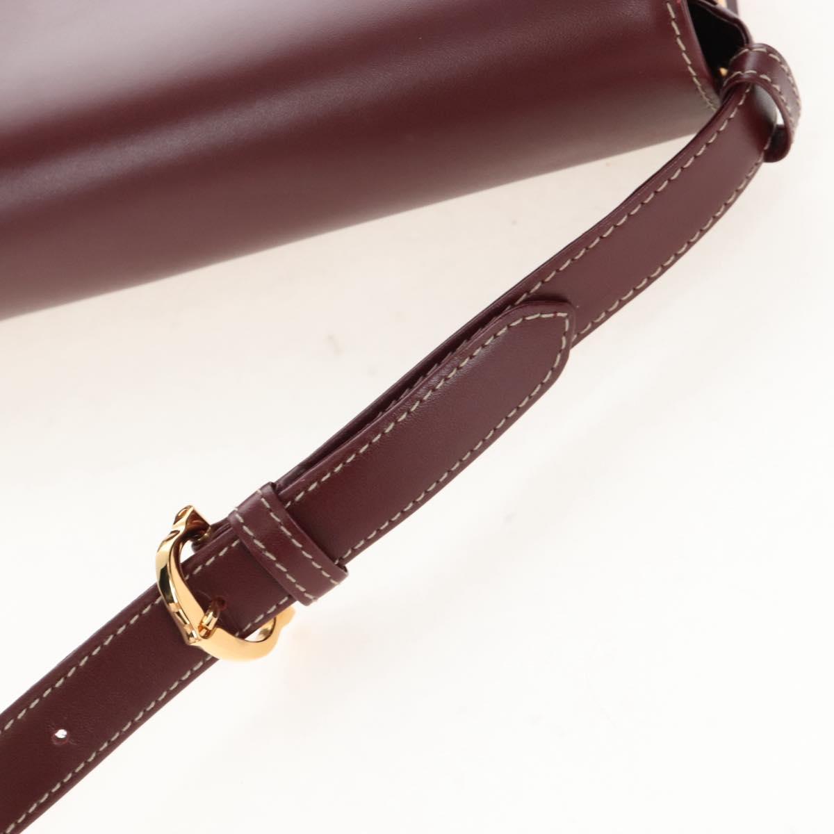 Cartier Must Line Shoulder Bag Leather Bordeaux Gold Auth am13009V
