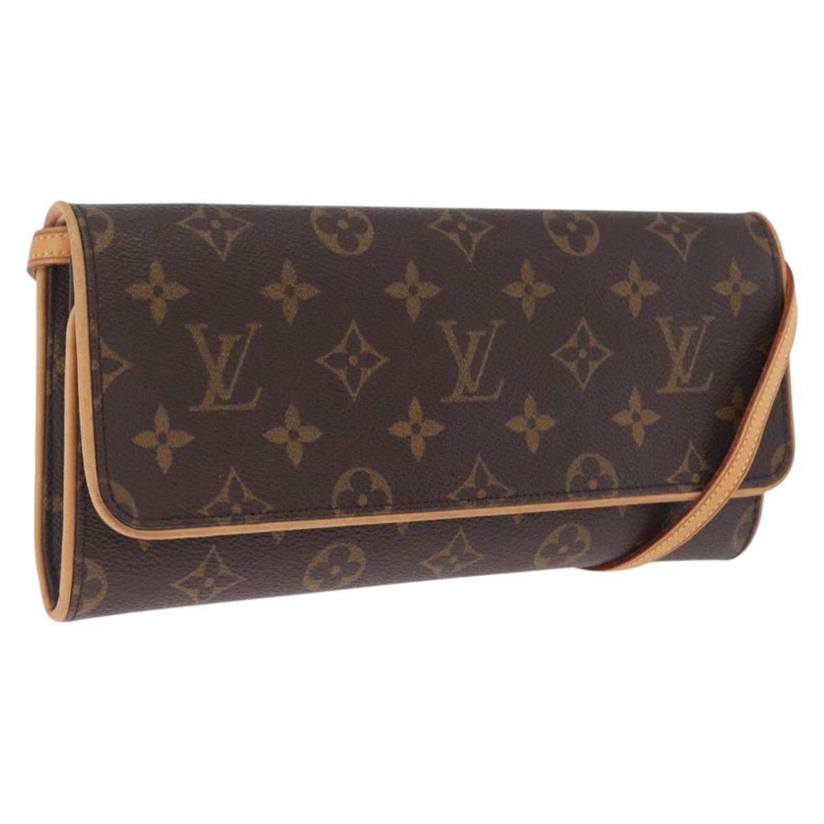 LOUIS VUITTON Monogram Pochette Twin GM Shoulder Bag Brown M51852 Auth am13018V