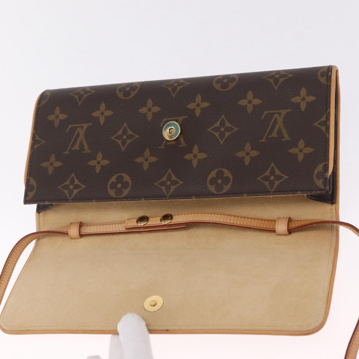 LOUIS VUITTON Monogram Pochette Twin GM Shoulder Bag Brown M51852 Auth am13018V