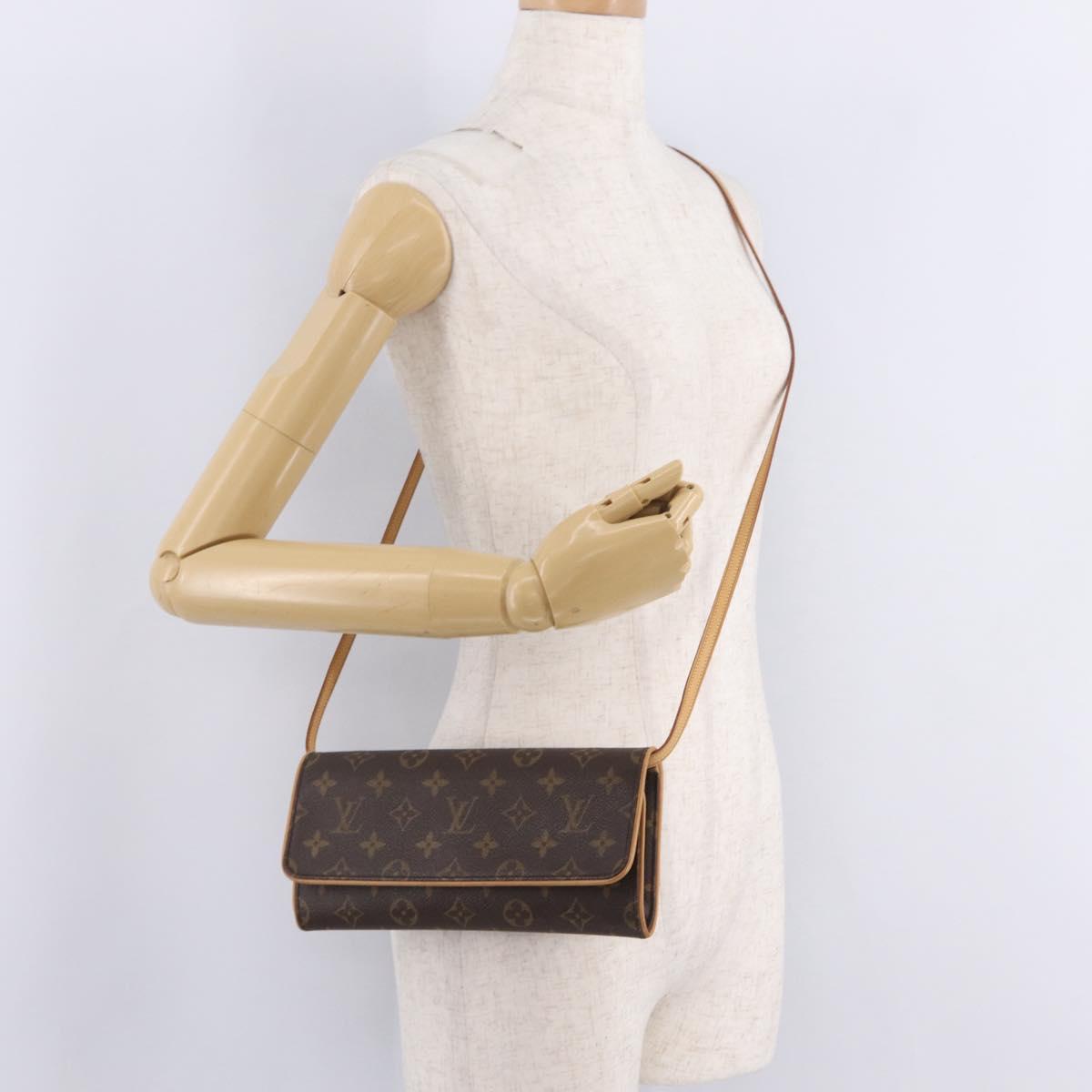 LOUIS VUITTON Monogram Pochette Twin GM Shoulder Bag Brown M51852 Auth am13018V