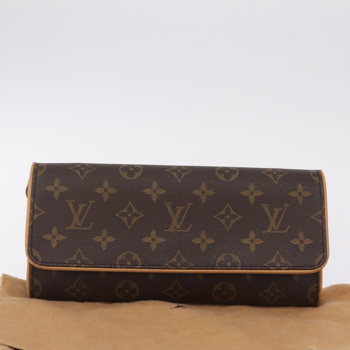 LOUIS VUITTON Monogram Pochette Twin GM Shoulder Bag Brown M51852 Auth am13018V