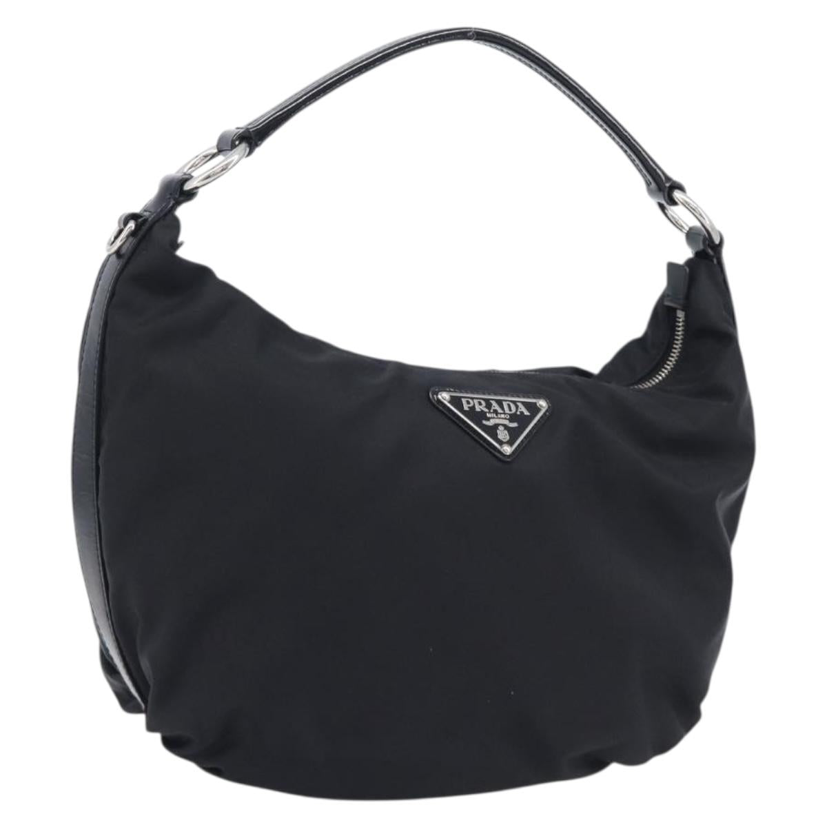PRADA Shoulder Bag Nylon Black Silver Auth am13025V