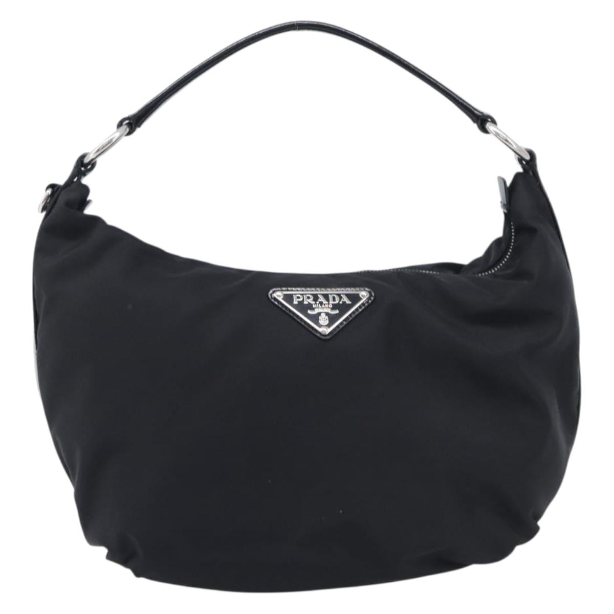 PRADA Shoulder Bag Nylon Black Silver Auth am13025V