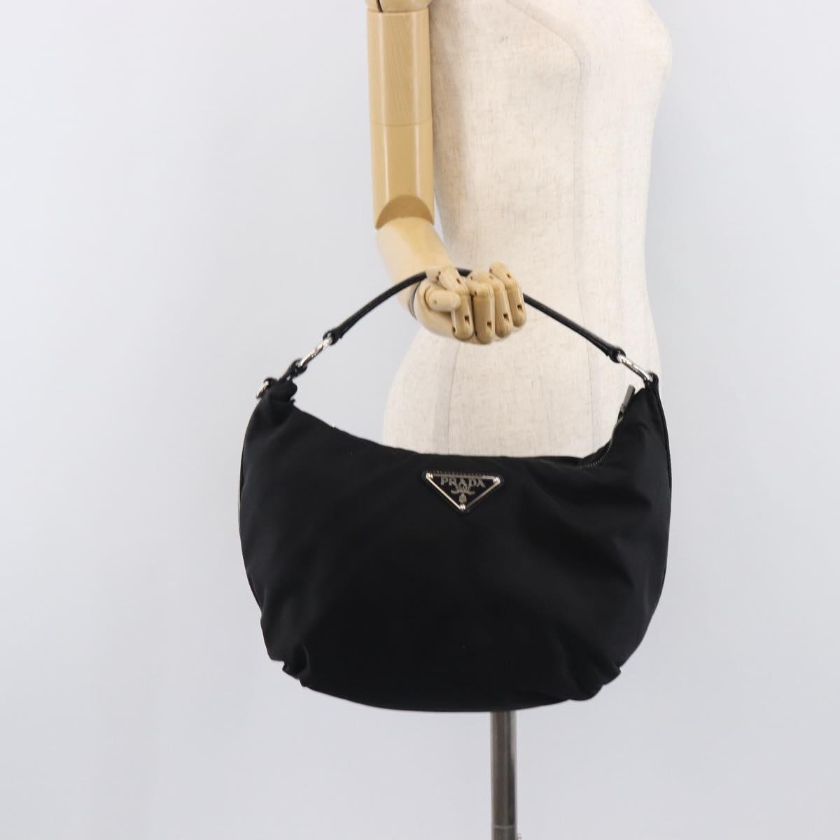 PRADA Shoulder Bag Nylon Black Silver Auth am13025V