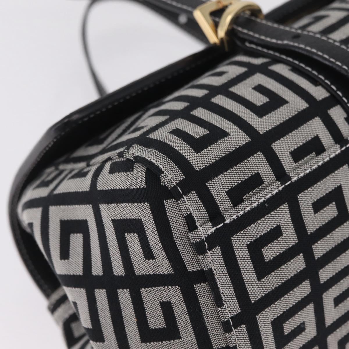 GIVENCHY Shoulder Hand Bag Canvas Black Gold Tone Auth am13027V