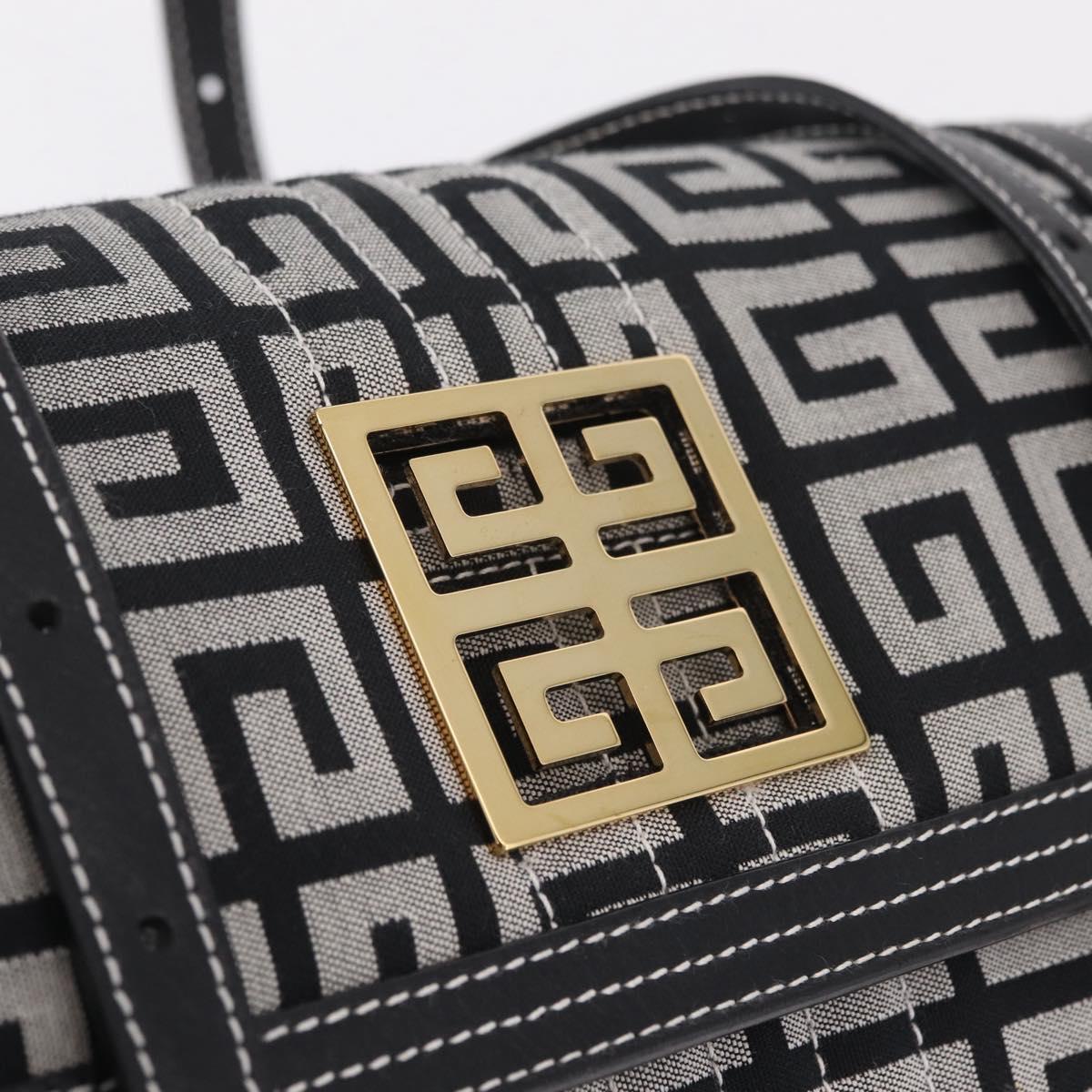 GIVENCHY Shoulder Hand Bag Canvas Black Gold Tone Auth am13027V