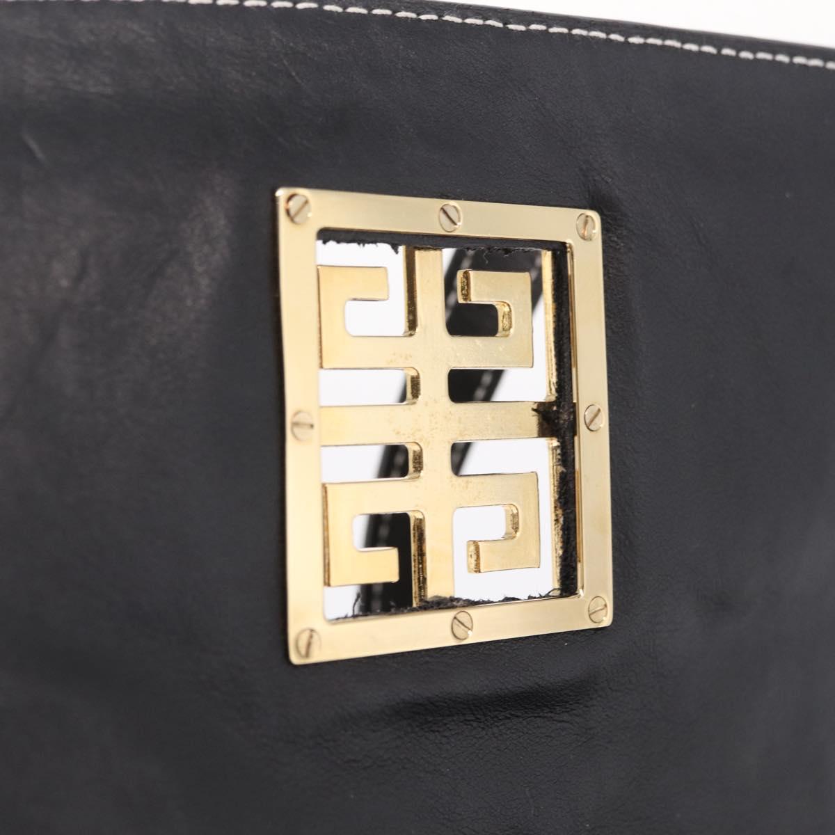 GIVENCHY Shoulder Hand Bag Canvas Black Gold Tone Auth am13027V