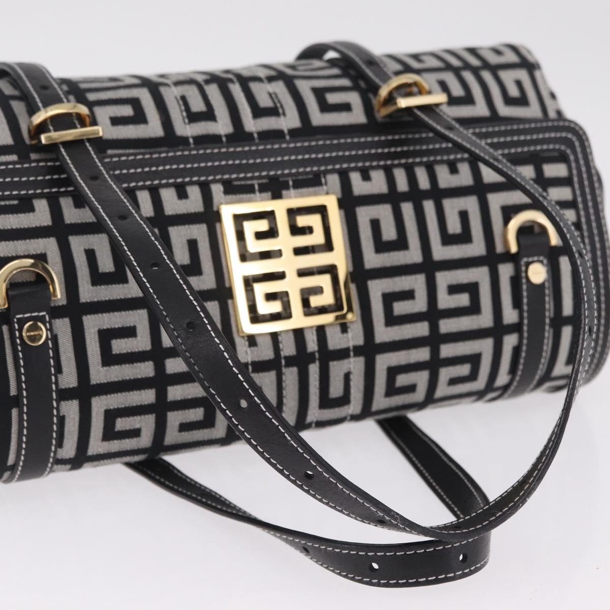 GIVENCHY Shoulder Hand Bag Canvas Black Gold Tone Auth am13027V