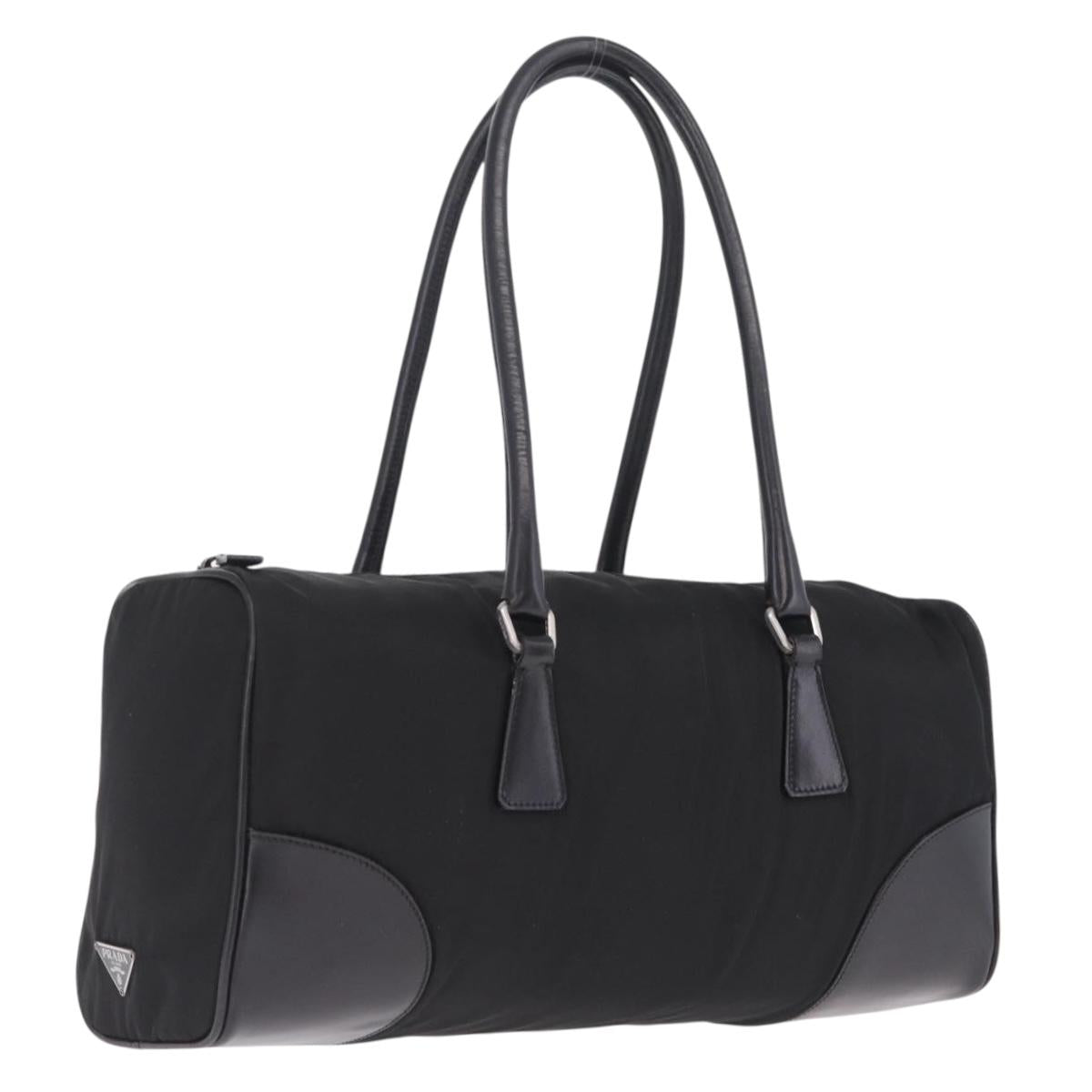 PRADA Shoulder Hand Bag Nylon Black Silver BR0607 Auth am13028V