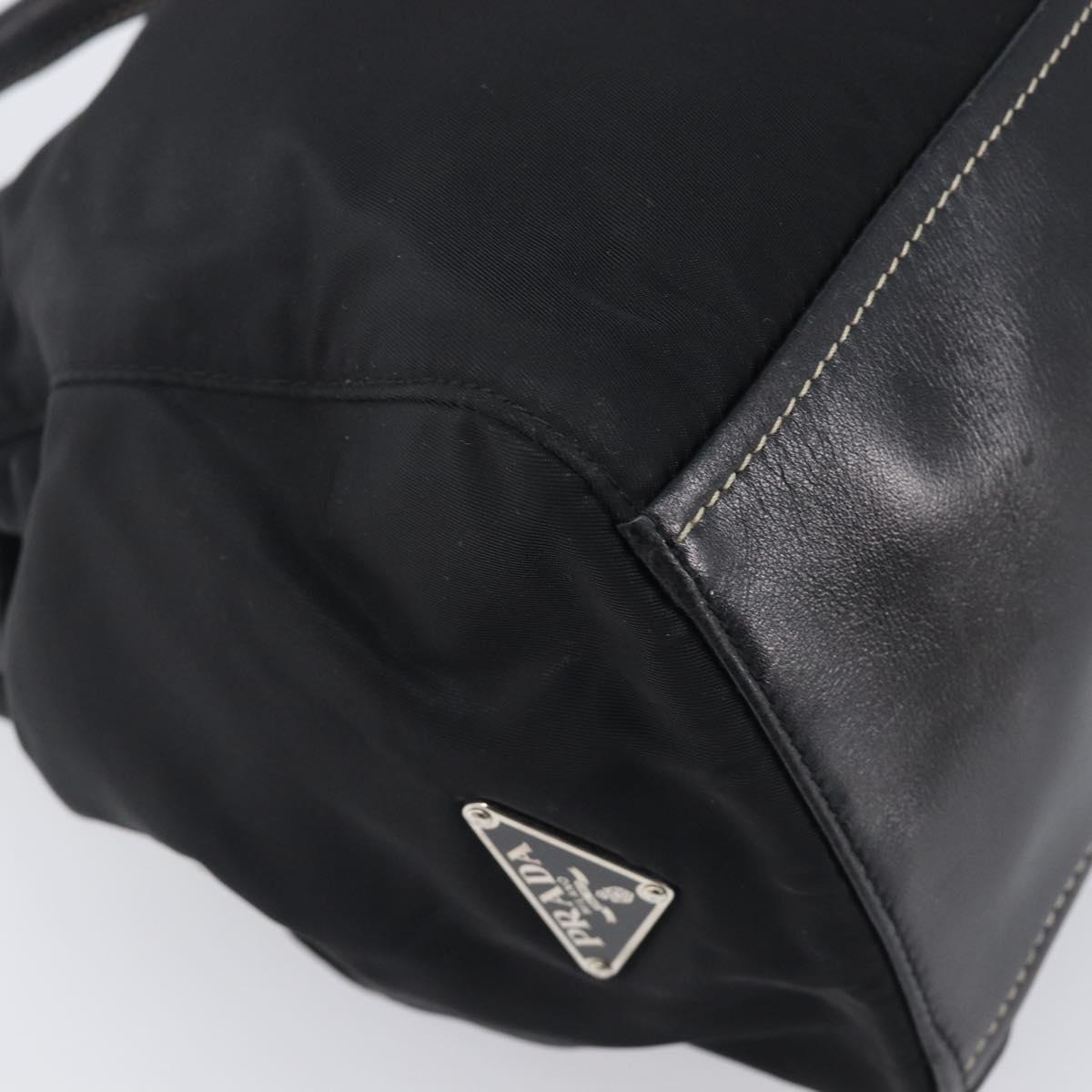 PRADA Shoulder Tote Bag Nylon Black Silver Auth am13033V