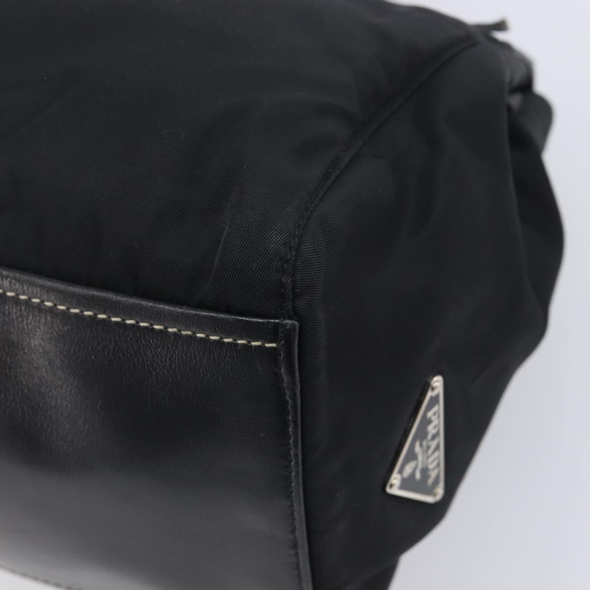 PRADA Shoulder Tote Bag Nylon Black Silver Auth am13033V