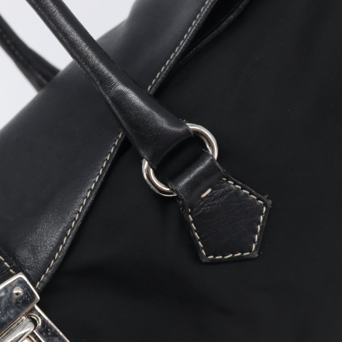PRADA Shoulder Tote Bag Nylon Black Silver Auth am13033V