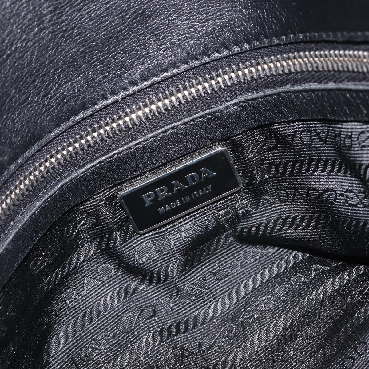 PRADA Shoulder Tote Bag Nylon Black Silver Auth am13033V