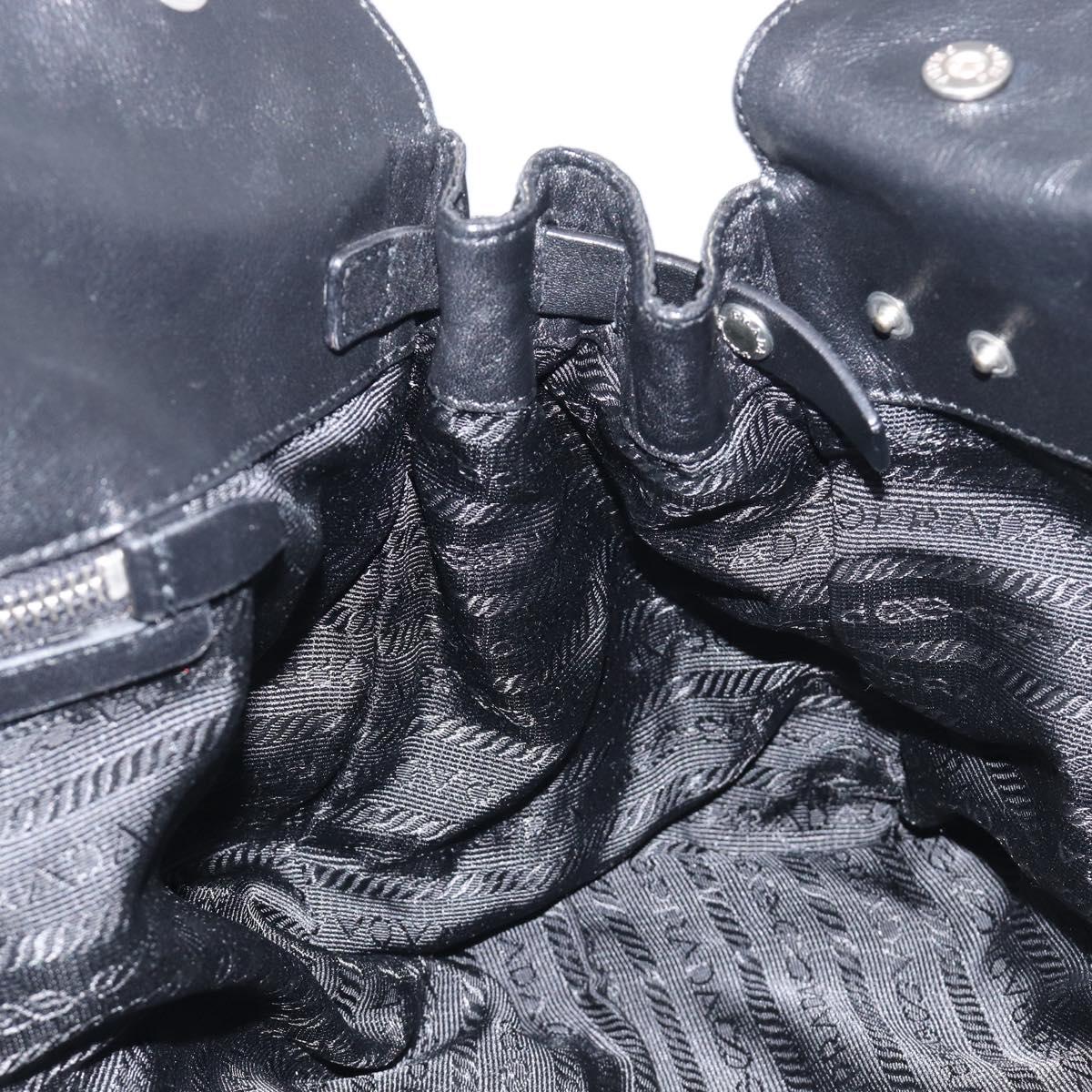 PRADA Shoulder Tote Bag Nylon Black Silver Auth am13033V