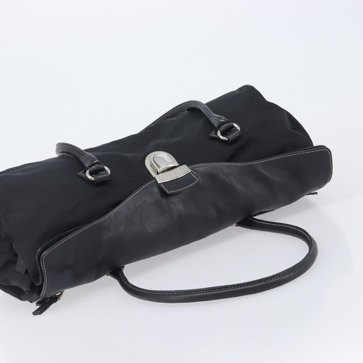 PRADA Shoulder Tote Bag Nylon Black Silver Auth am13033V