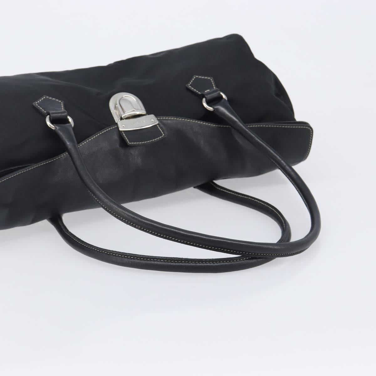 PRADA Shoulder Tote Bag Nylon Black Silver Auth am13033V