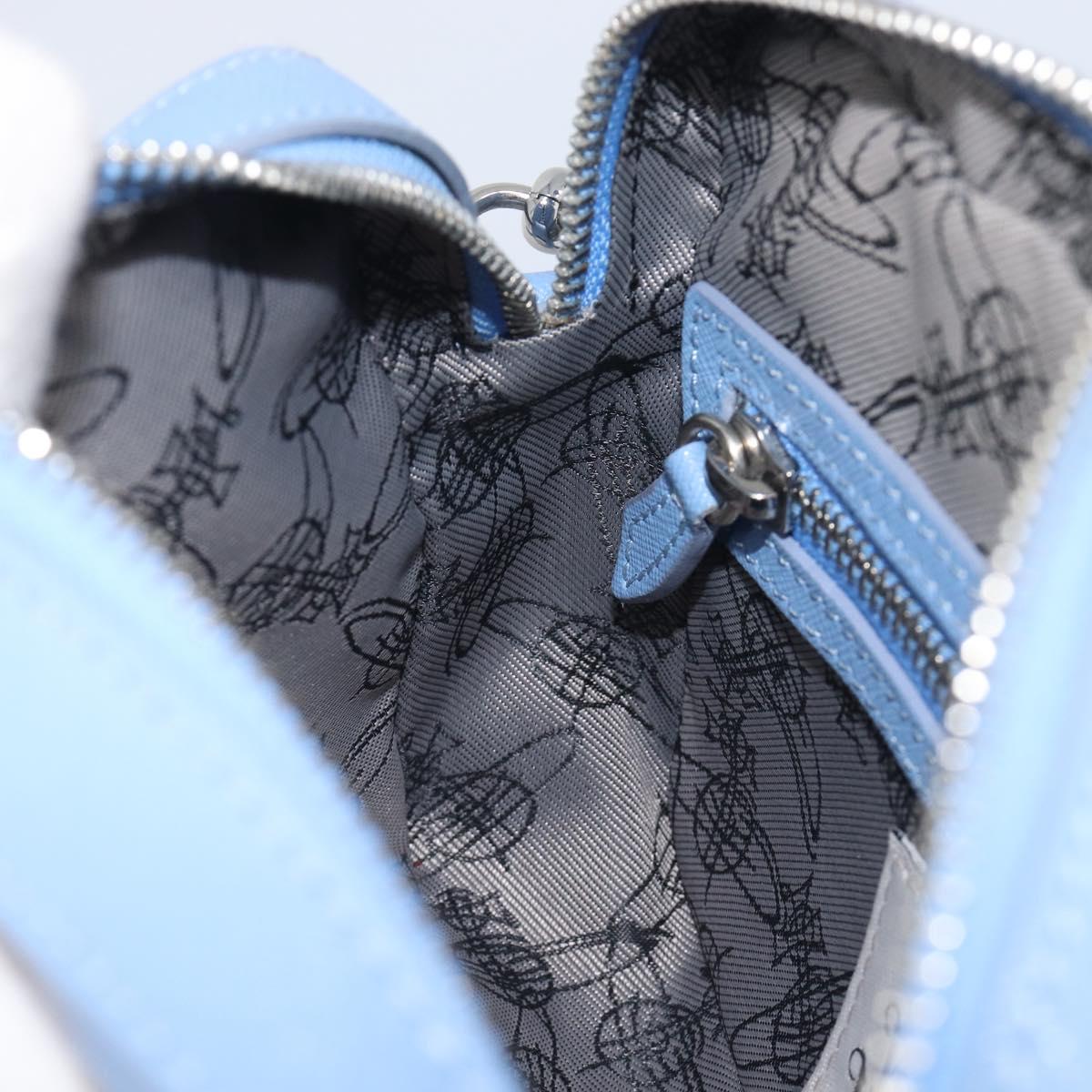Vivienne Westwood Shoulder Bag Leather Light Blue Silver Auth am13035V