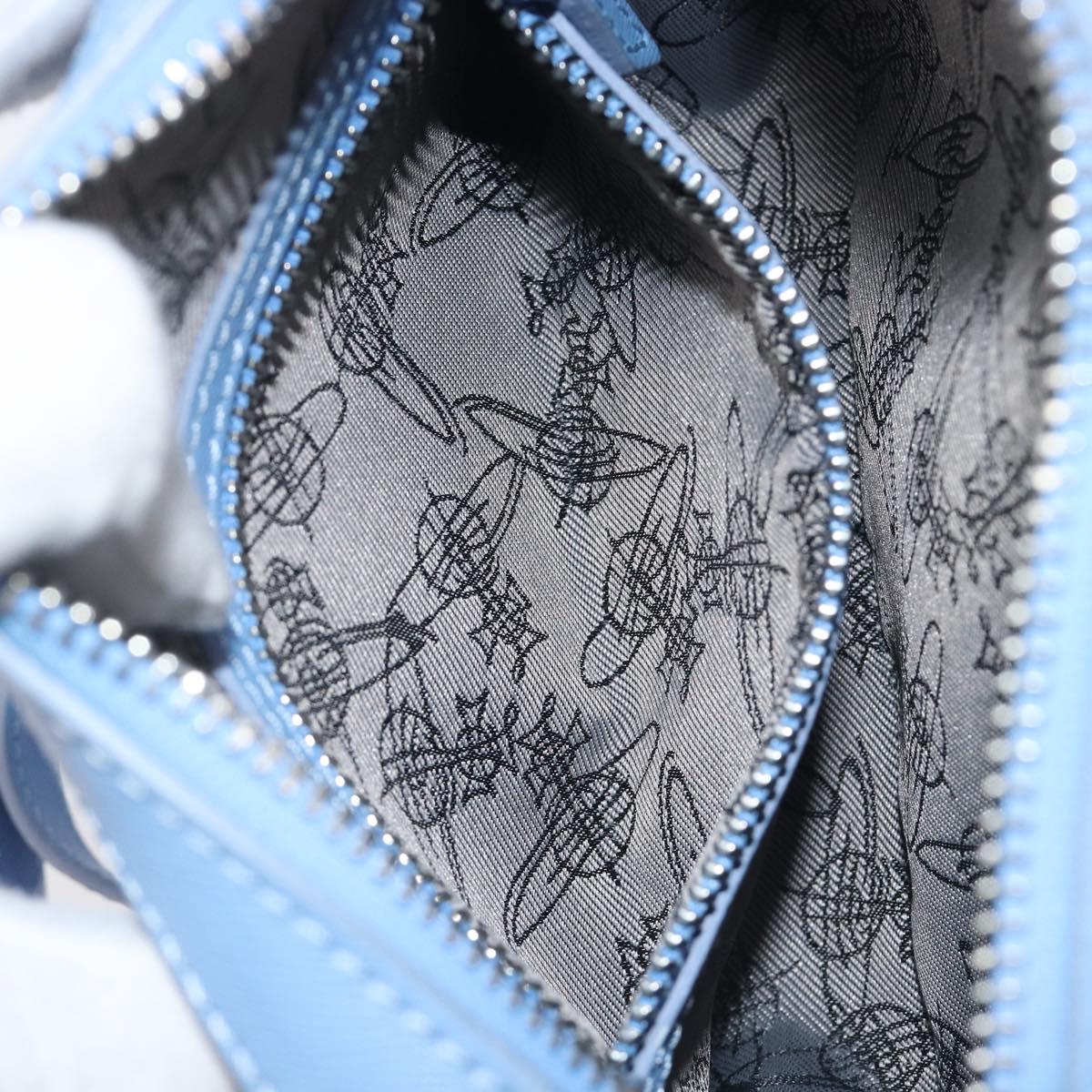 Vivienne Westwood Shoulder Bag Leather Light Blue Silver Auth am13035V