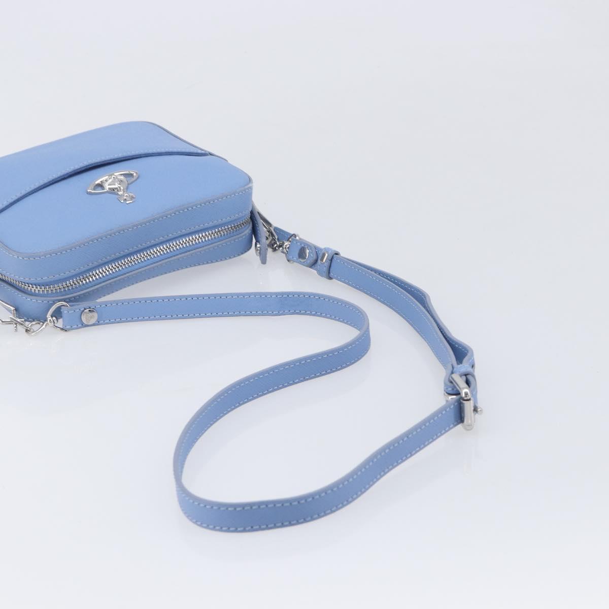 Vivienne Westwood Shoulder Bag Leather Light Blue Silver Auth am13035V