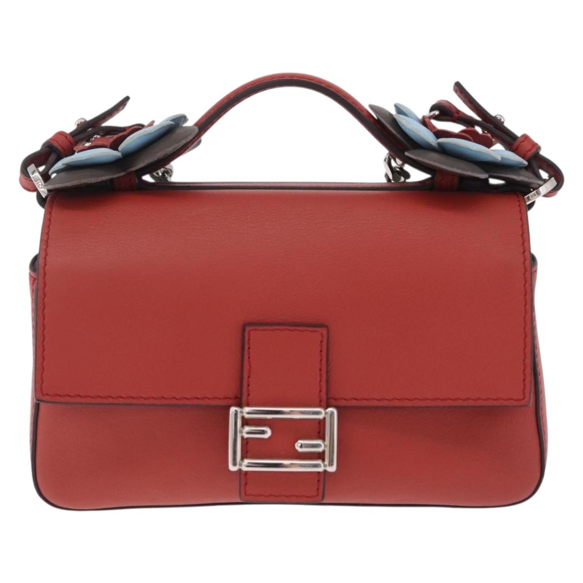 FENDI Double Micro Bucket Chain Shoulder Bag Leather Gray 8M0371 Auth am13036V