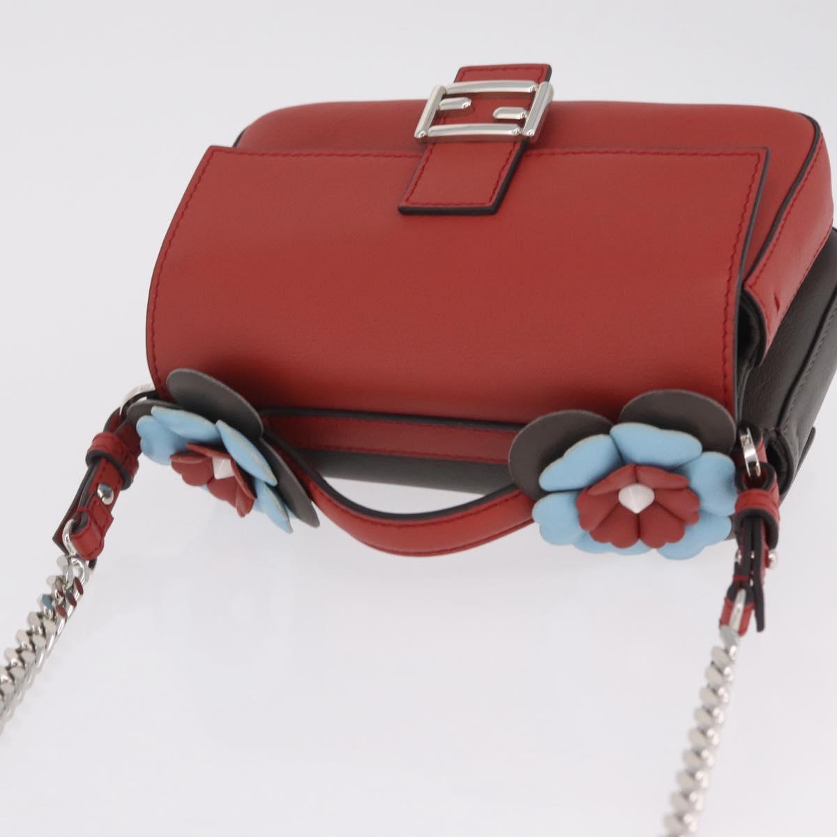 FENDI Double Micro Bucket Chain Shoulder Bag Leather Gray 8M0371 Auth am13036V