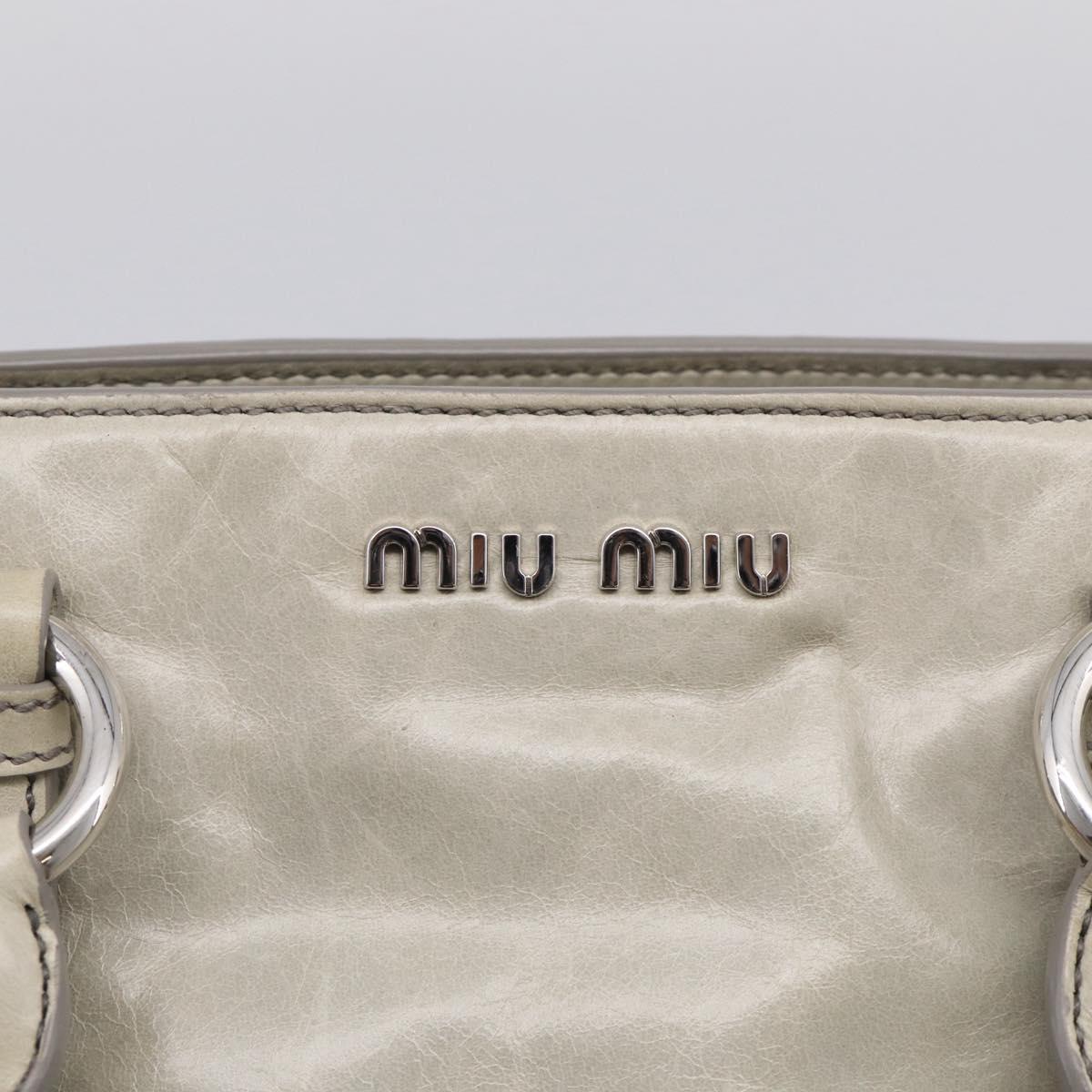 Miu Miu Tote Bag Leather Gray Silver Auth am13037V