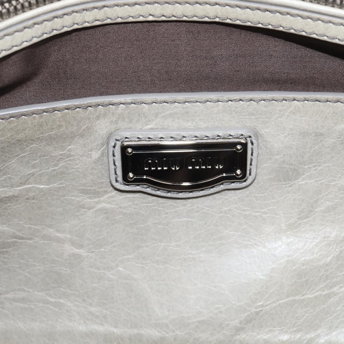 Miu Miu Tote Bag Leather Gray Silver Auth am13037V