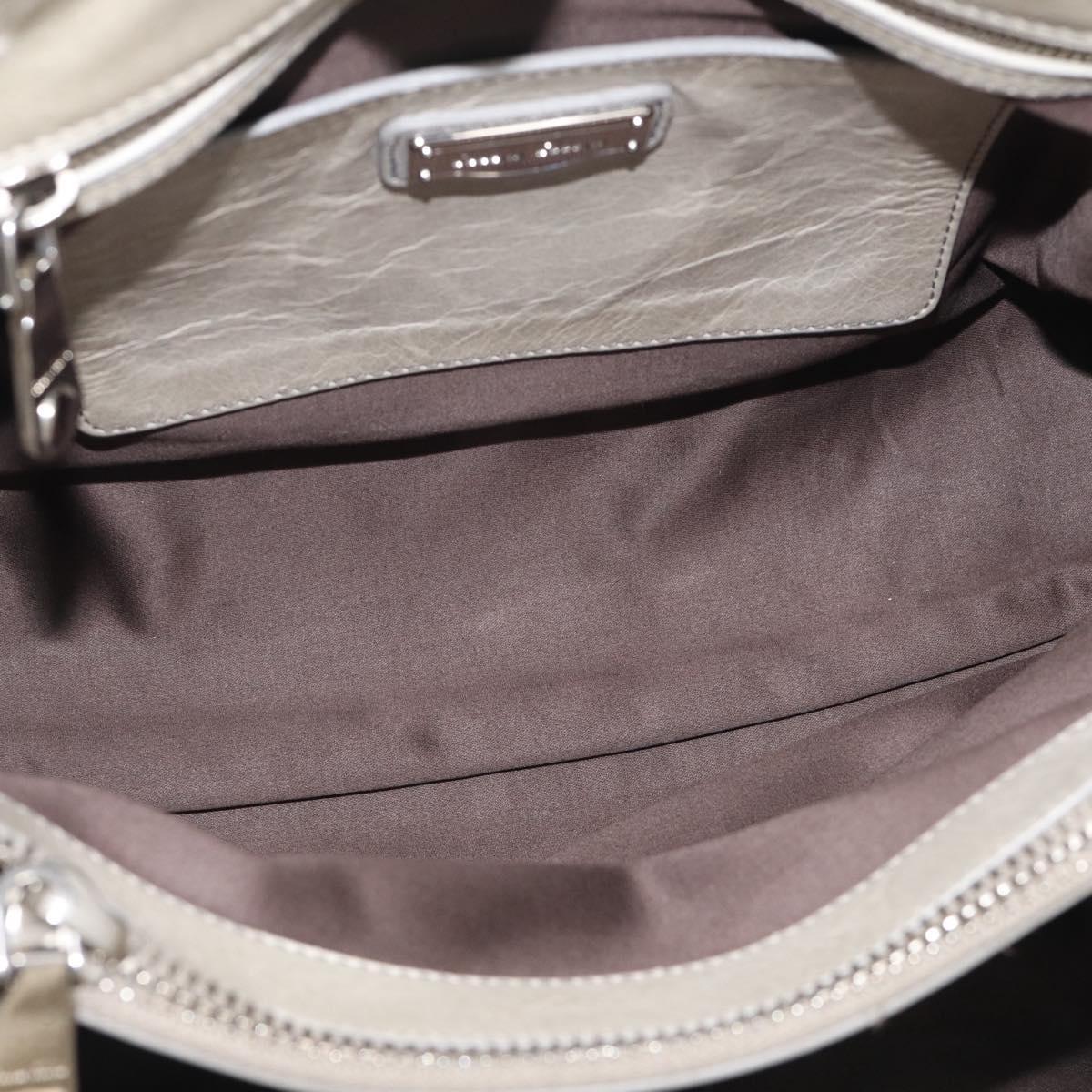Miu Miu Tote Bag Leather Gray Silver Auth am13037V