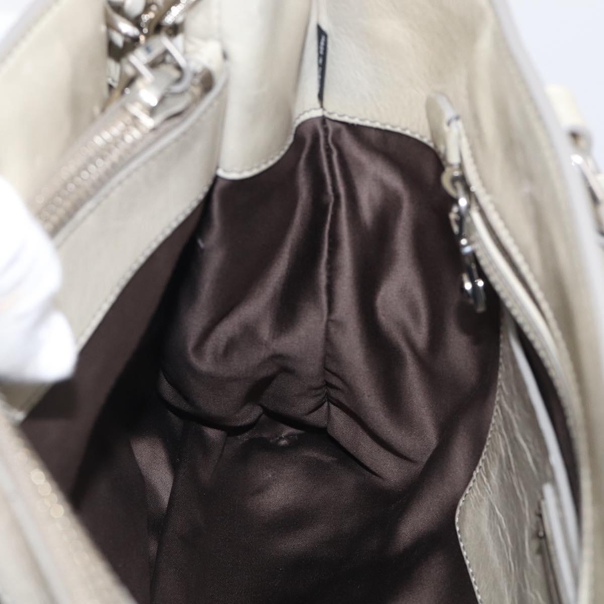 Miu Miu Tote Bag Leather Gray Silver Auth am13037V
