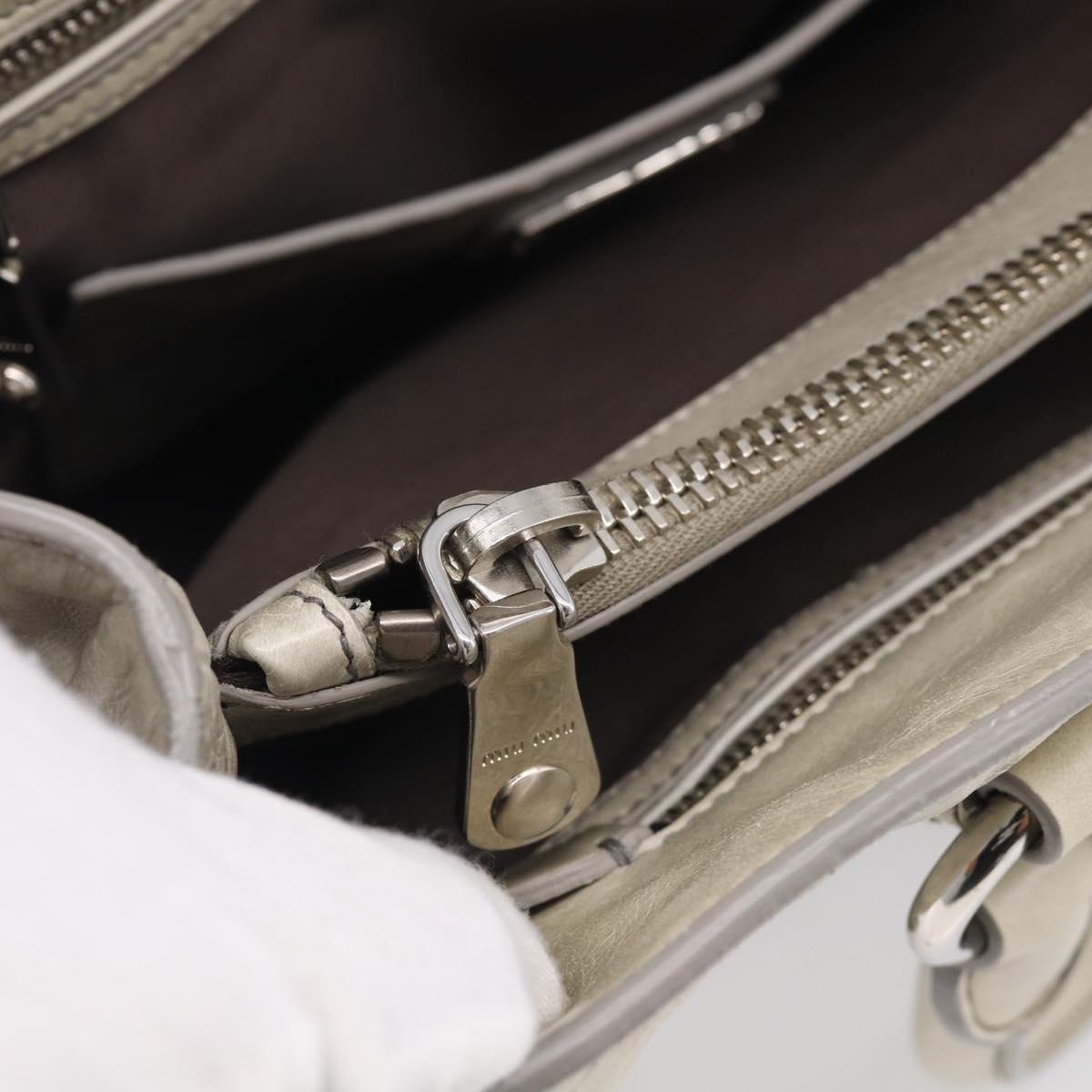 Miu Miu Tote Bag Leather Gray Silver Auth am13037V