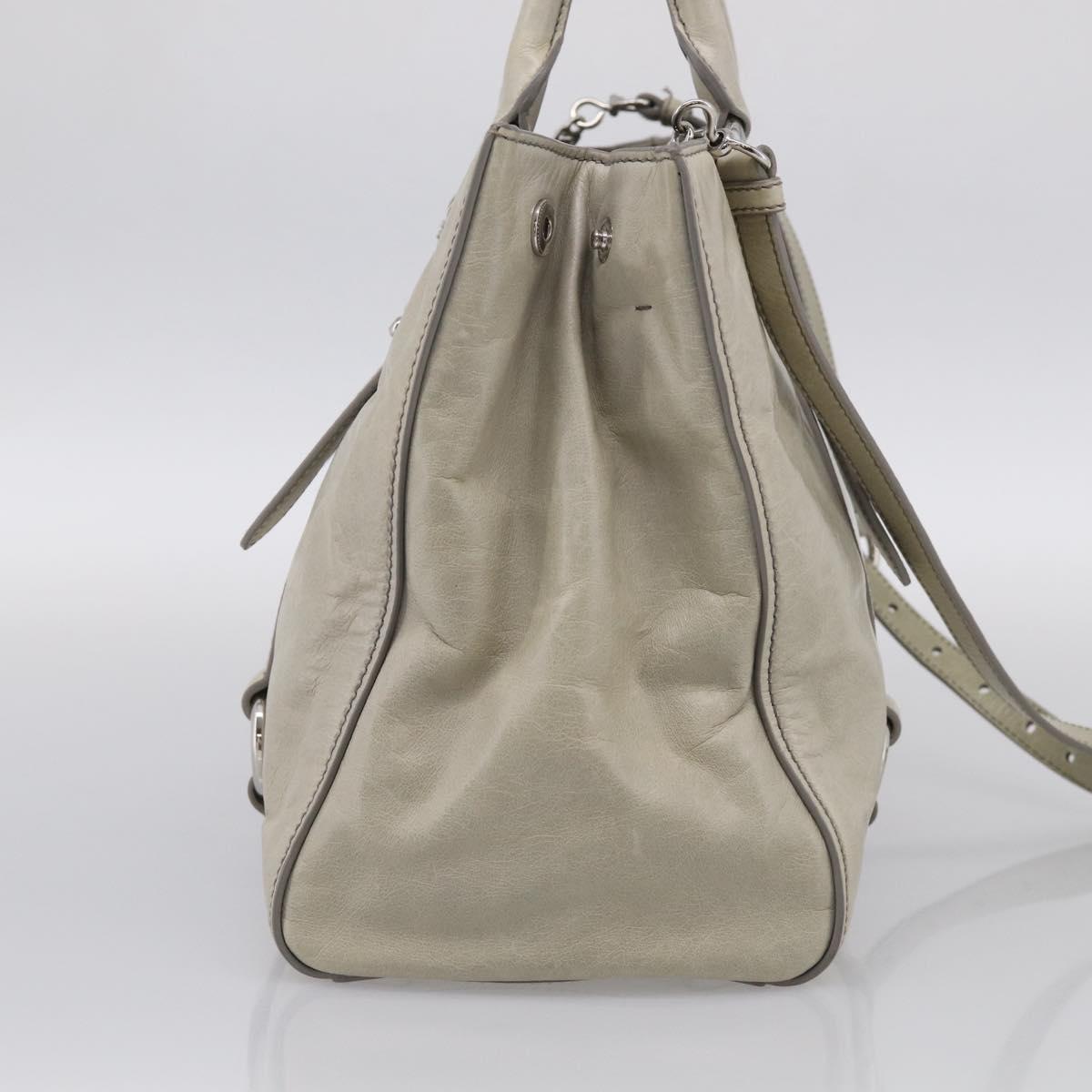 Miu Miu Tote Bag Leather Gray Silver Auth am13037V