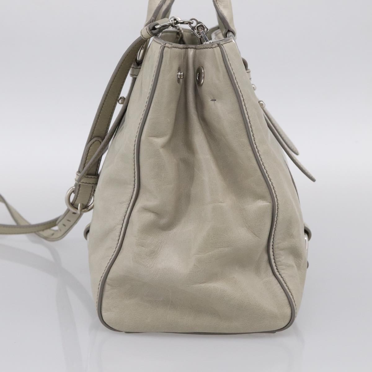 Miu Miu Tote Bag Leather Gray Silver Auth am13037V