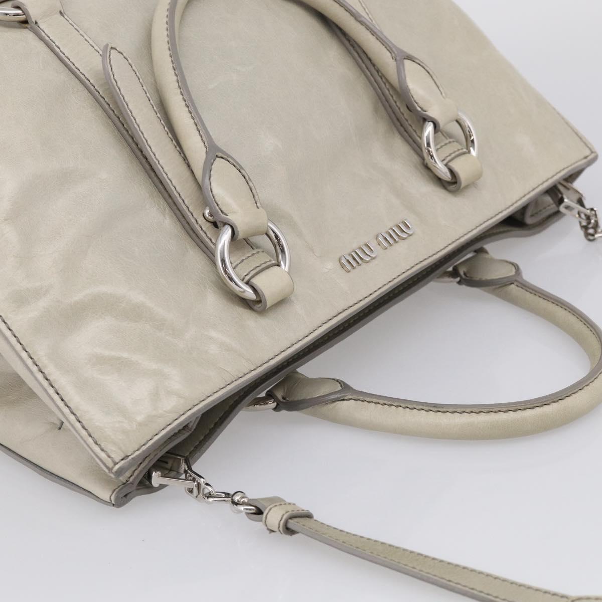 Miu Miu Tote Bag Leather Gray Silver Auth am13037V