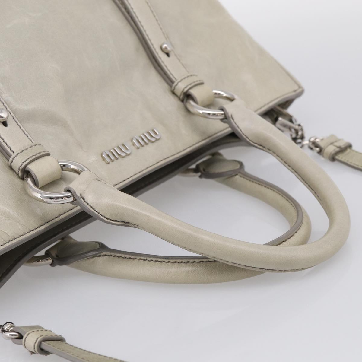 Miu Miu Tote Bag Leather Gray Silver Auth am13037V