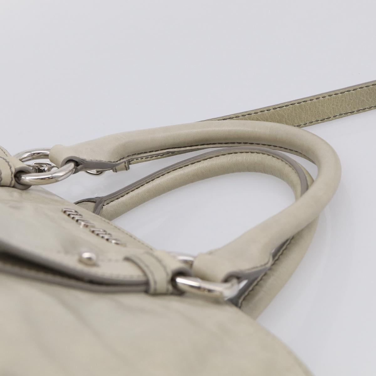 Miu Miu Tote Bag Leather Gray Silver Auth am13037V