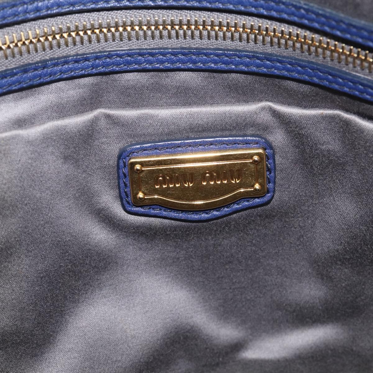 Miu Miu Vittello Caribbean Tote Bag Leather 2way Blue Gold Tone Auth am13039V