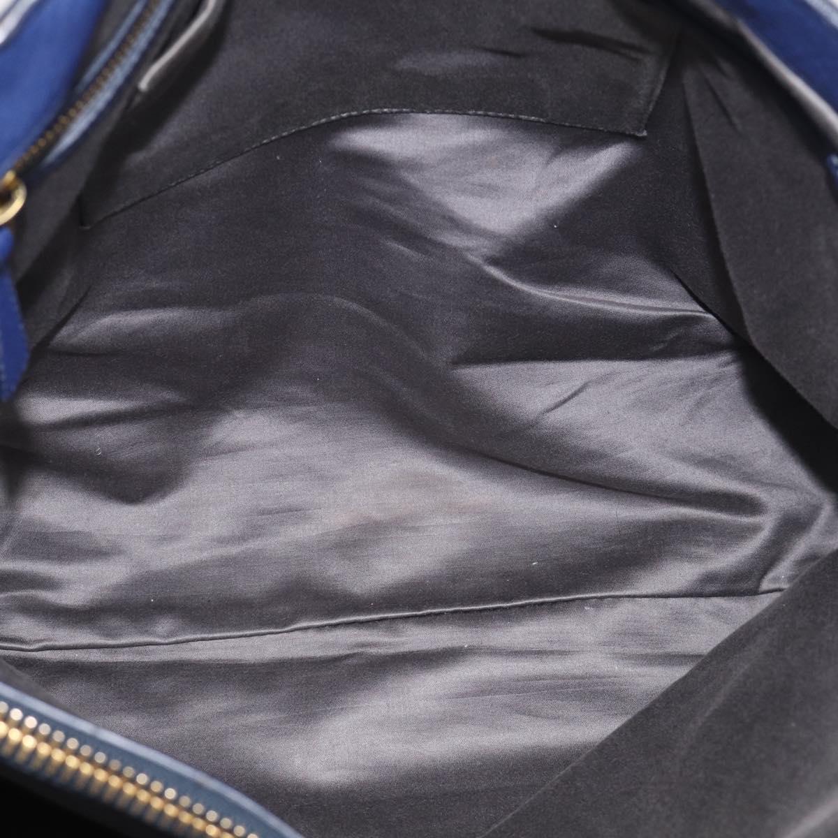 Miu Miu Vittello Caribbean Tote Bag Leather 2way Blue Gold Tone Auth am13039V