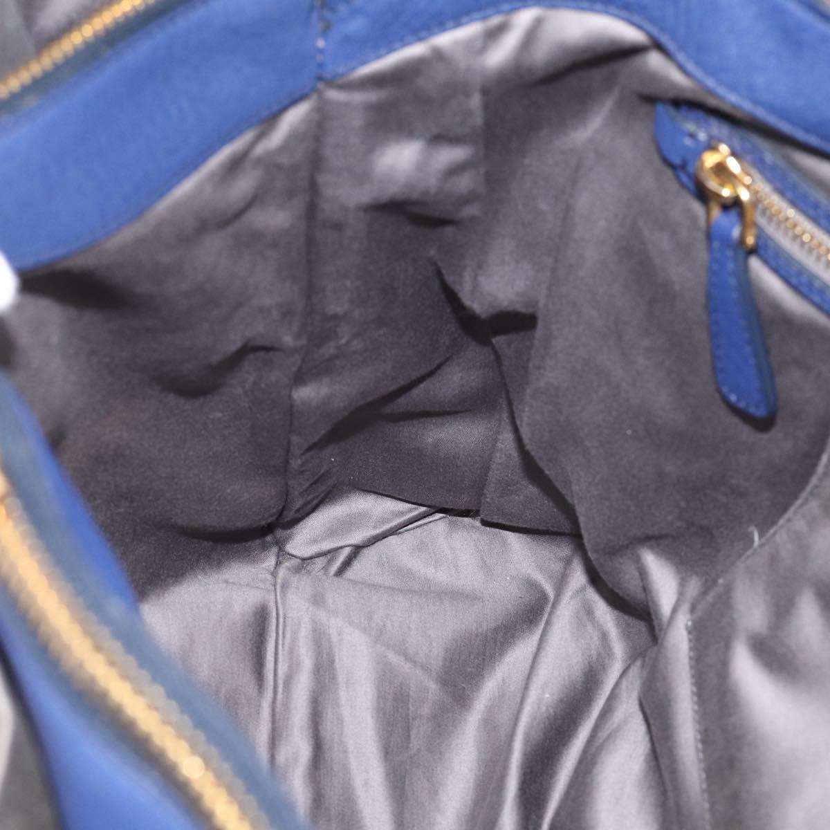 Miu Miu Vittello Caribbean Tote Bag Leather 2way Blue Gold Tone Auth am13039V