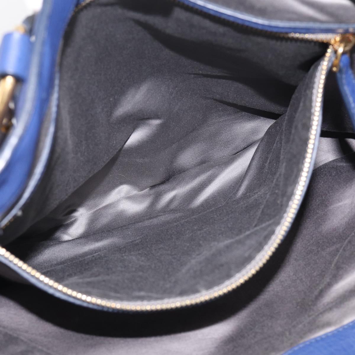 Miu Miu Vittello Caribbean Tote Bag Leather 2way Blue Gold Tone Auth am13039V