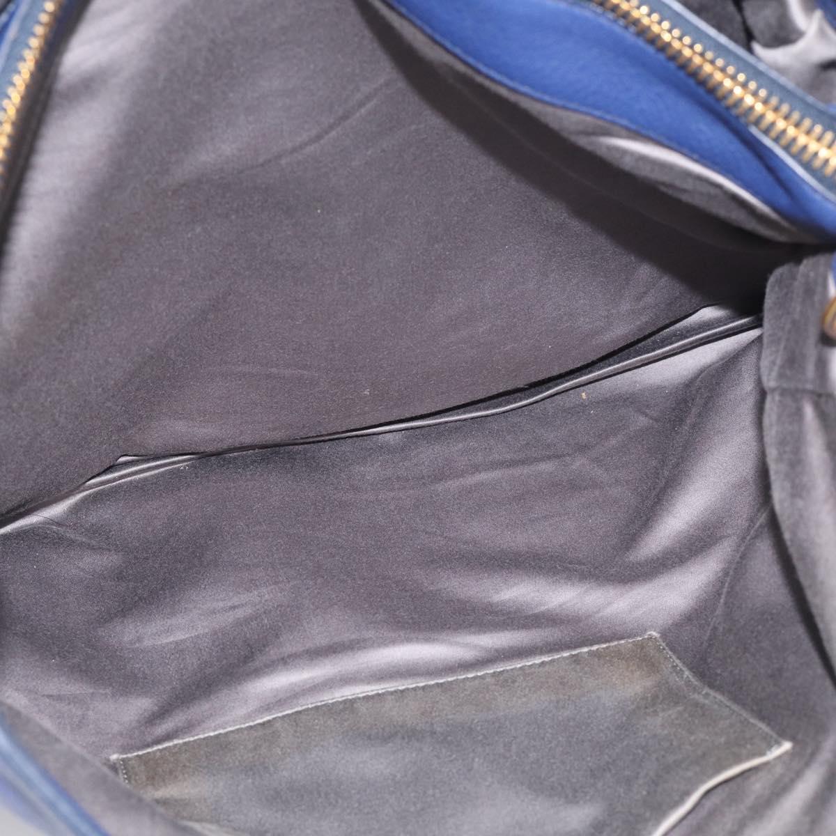 Miu Miu Vittello Caribbean Tote Bag Leather 2way Blue Gold Tone Auth am13039V