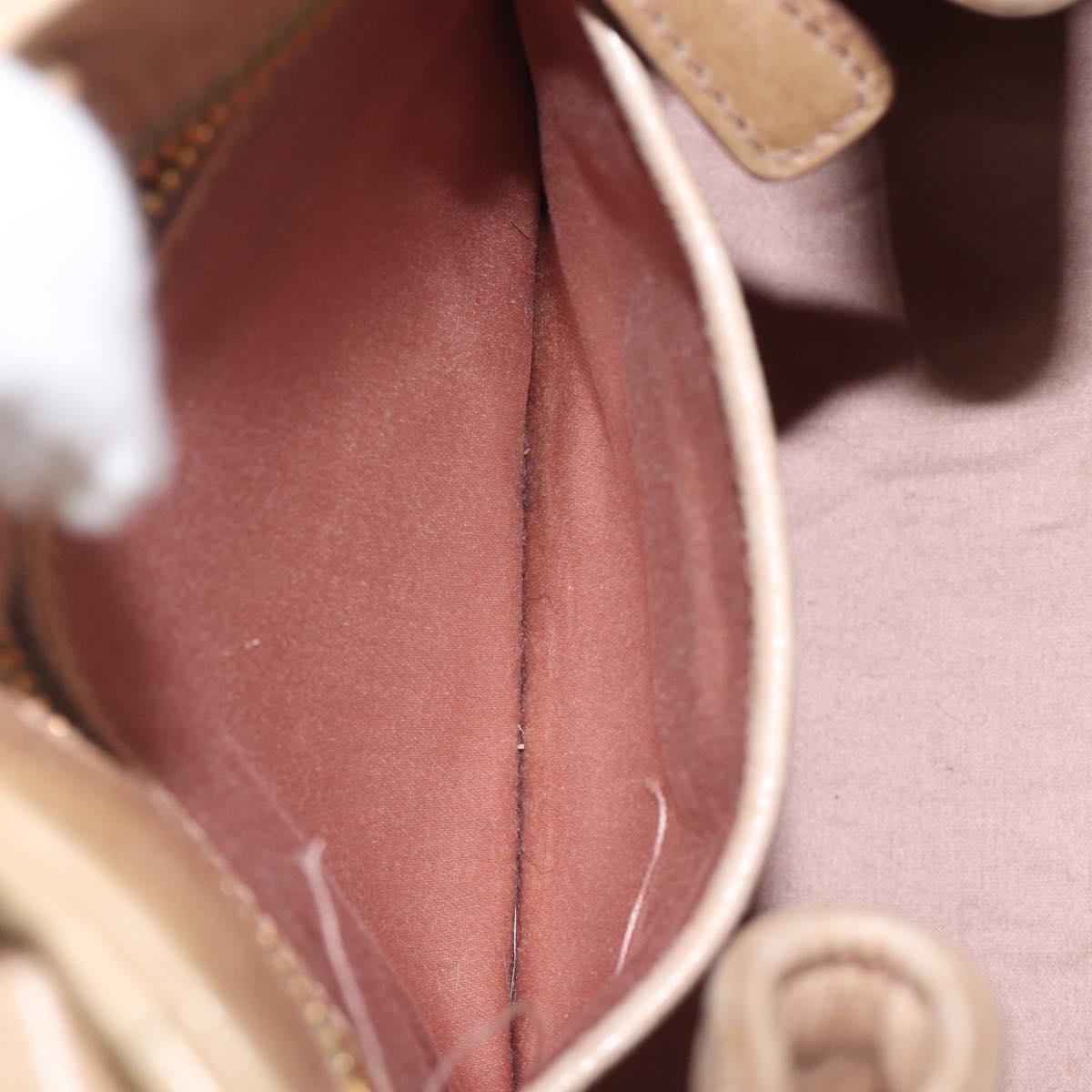 Miu Miu Side Ribbon Hand Bag Leather Beige Gold Tone Auth am13045V