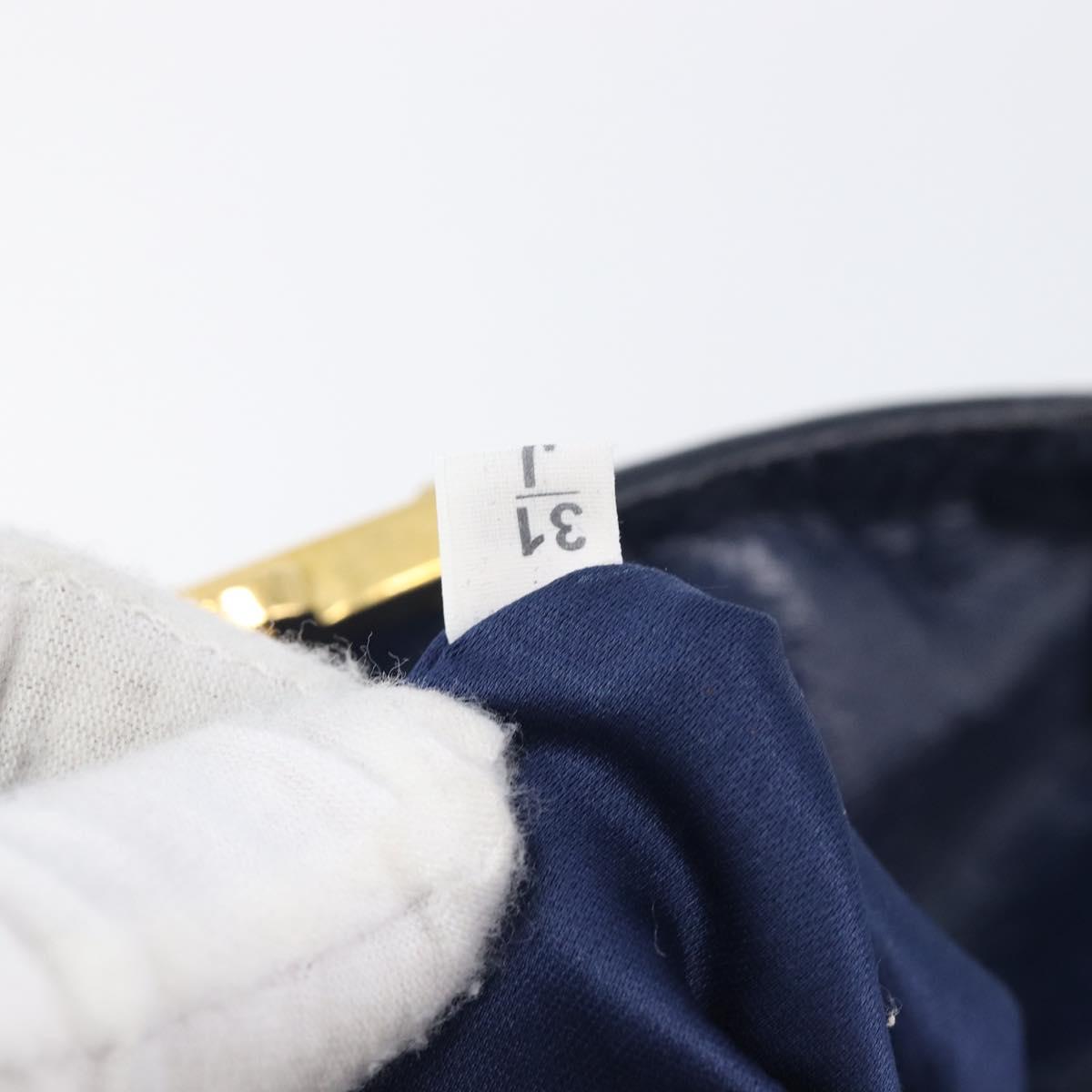 Miu Miu Lady Rock Shoulder Hand Bag Leather Navy Gold Tone Auth am13046V