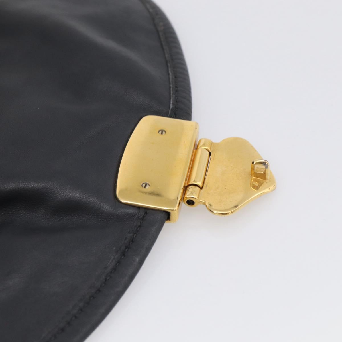 Miu Miu Matelasse Lady Rock Hand Bag Leather Black Gold Tone Auth am13047V