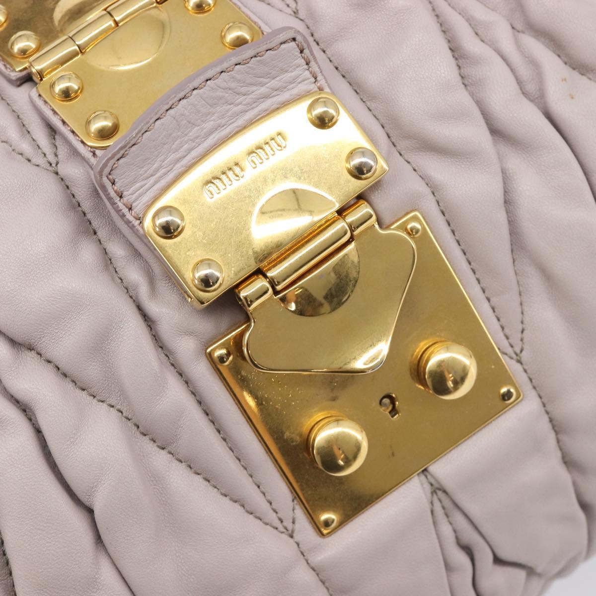 Miu Miu Matelasse Lady Lock Shoulder Hand Bag Leather Beige Gold Auth am13048V
